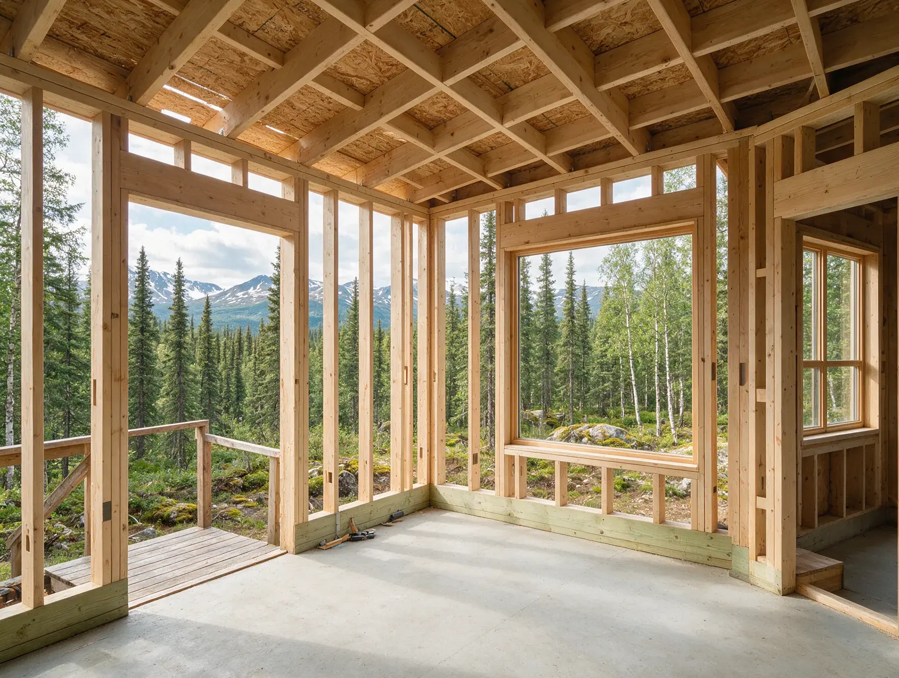 Illustrative interior framing of a home addition