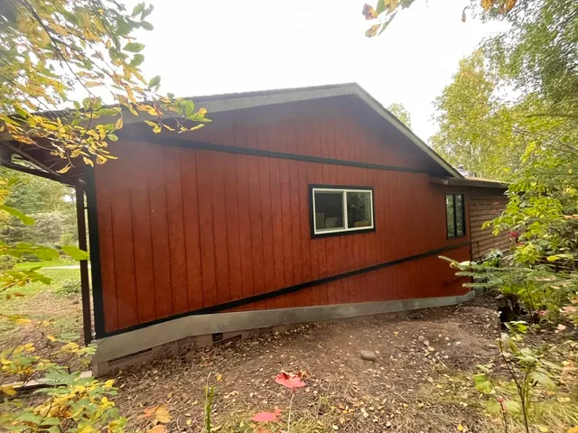 Finished board-and-batten style siding