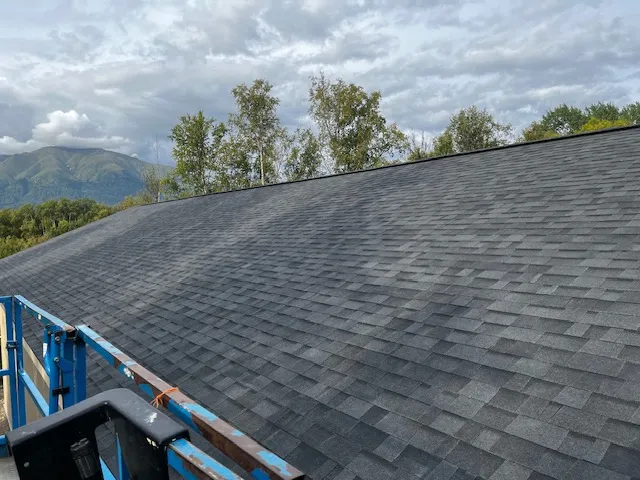 New asphalt shingle roof with mountain views near Wasilla, Alaska