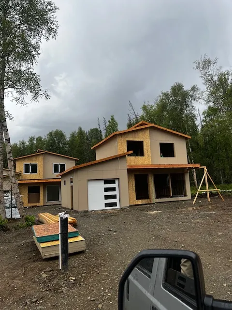 Nearly complete two-story custom home exterior