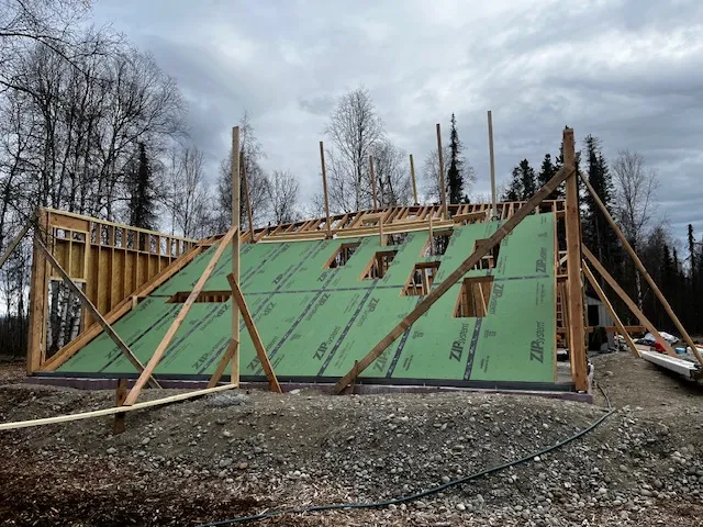 Structural sheathing along an angled roofline