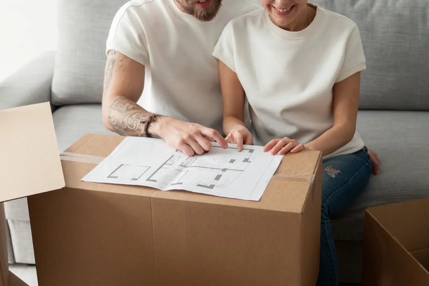 Couple discussing plans for a home renovation