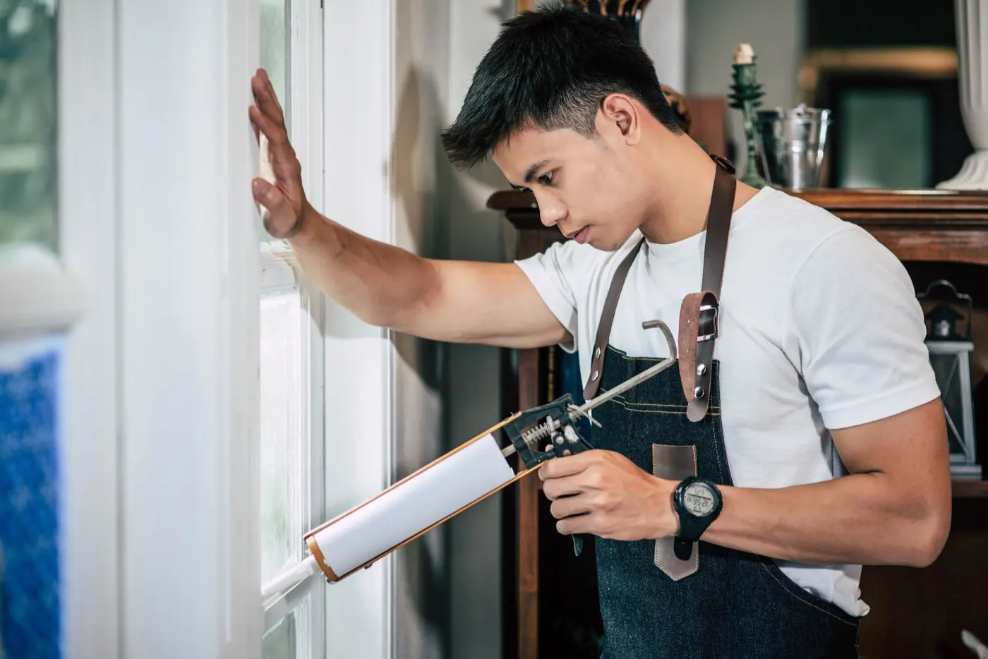 Carpenter working on a residential window